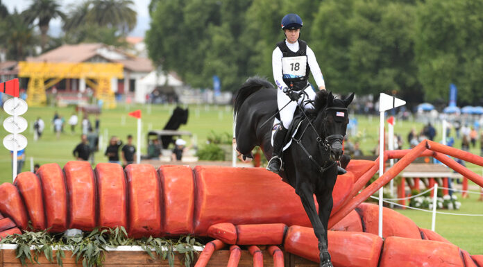 Caroline Pamukcu and HSH Blake on cross-country day at the Pan American Games